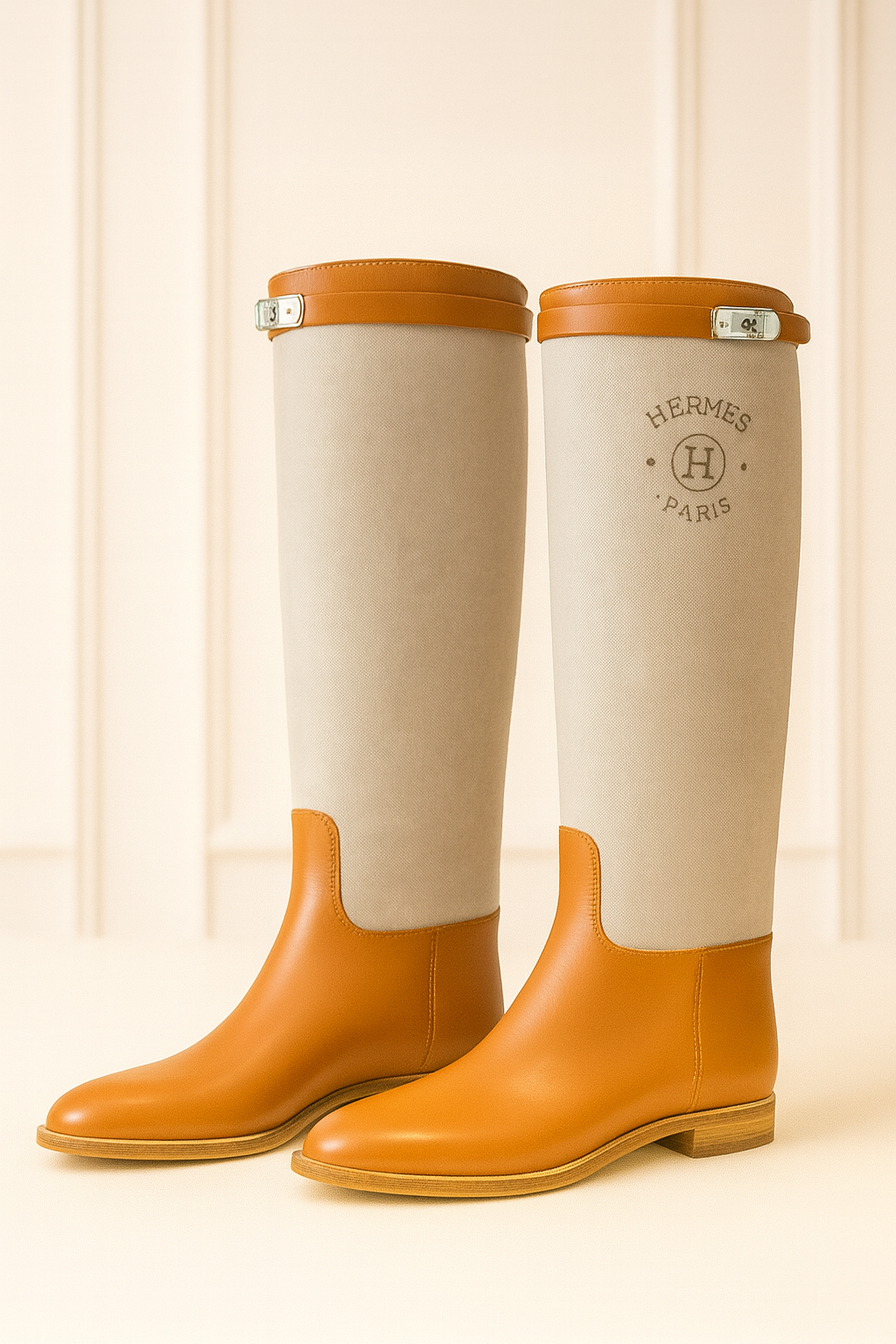 Hermès Yaffé Canvas & Leather Riding Boots