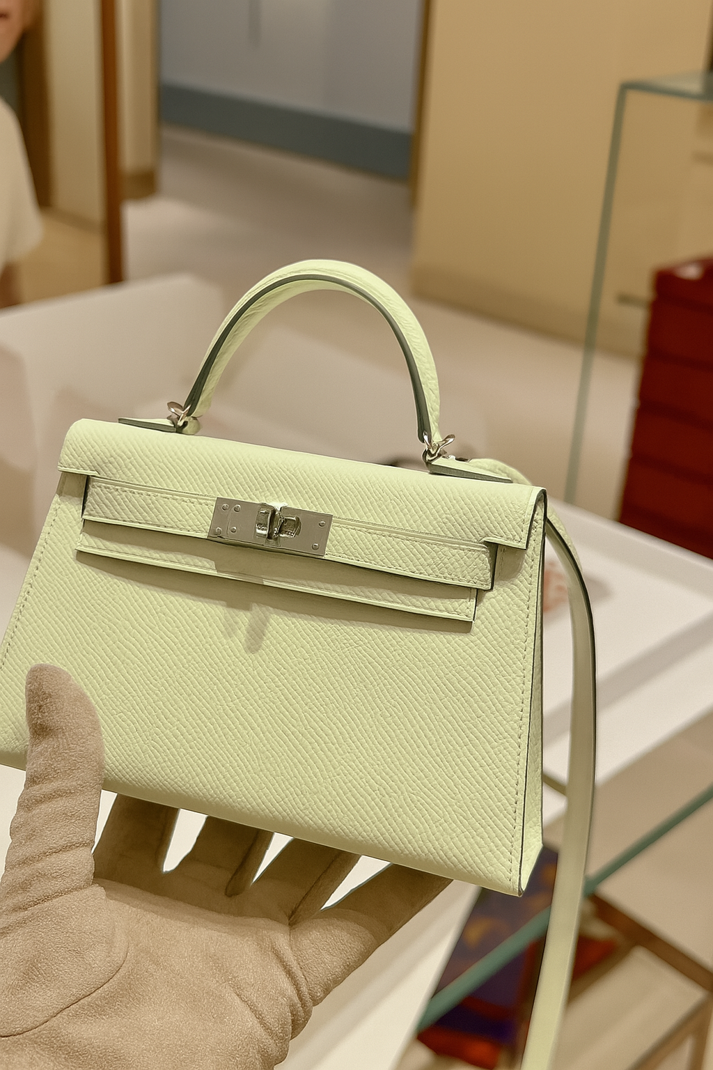 Mini Kelly Charm Bag – Sky Blue & Ivory