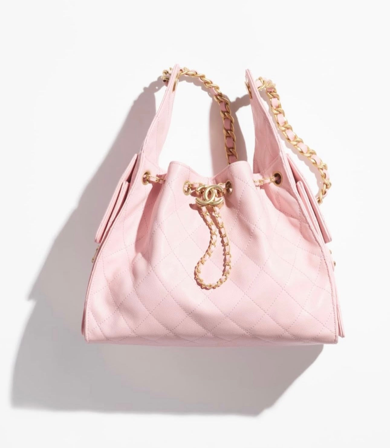 Chanel 25 - Grained Calfskin & Gold-Tone Metal White