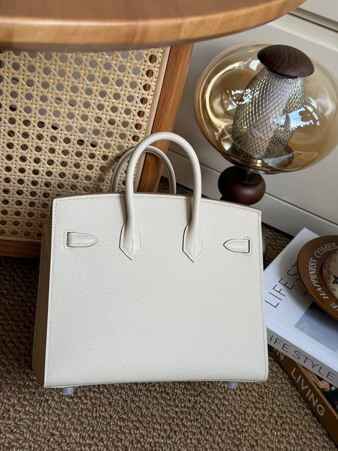 Luxury Structured Tote Bag – Epsom Leather with Palladium Hardware