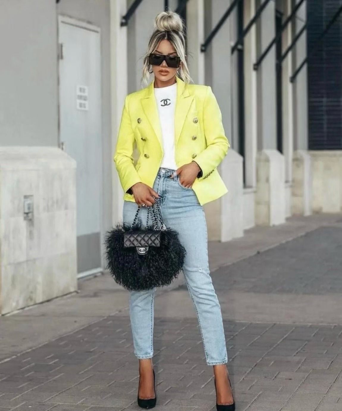 Balmain Double-Breasted Blazer – Lemon Yellow