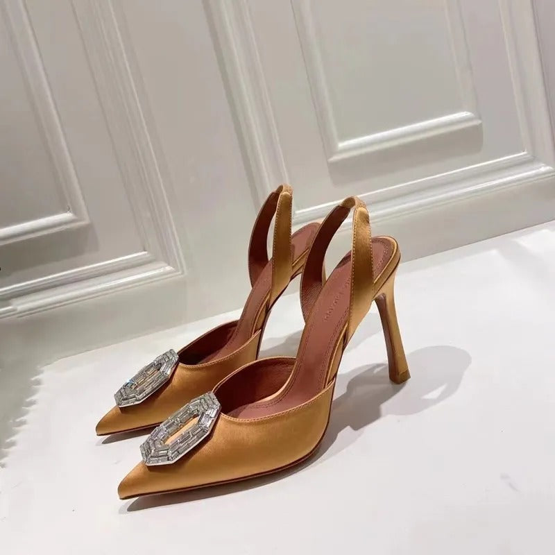 Amina Muaddi Crystal Slingback Heel