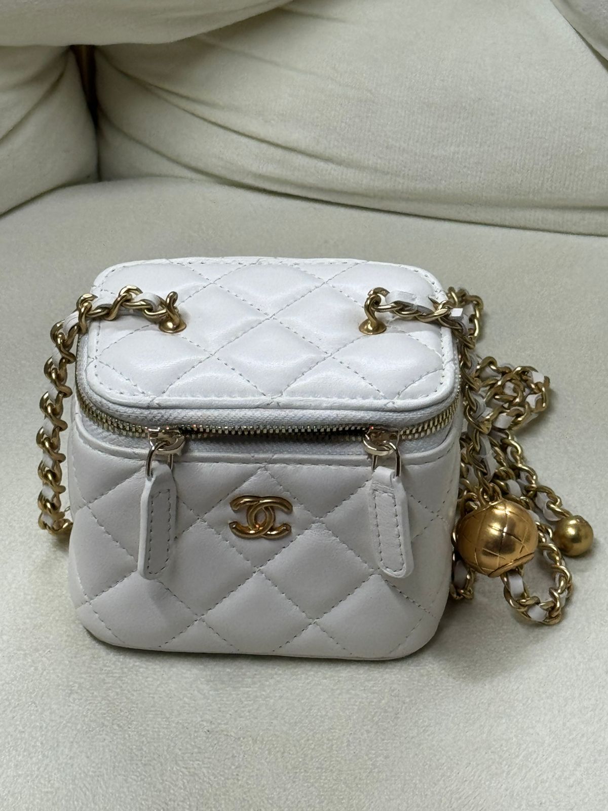 Chanel Small Vanity Case with Adjustable Gold Ball