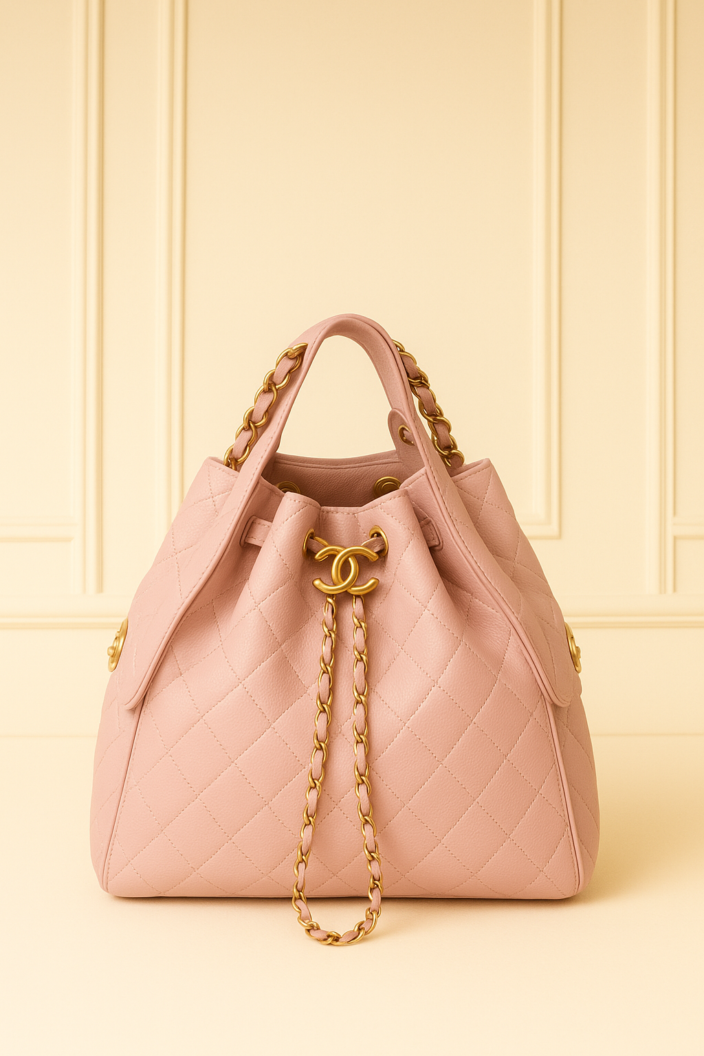 Chanel Pink Quilted Bucket Bag