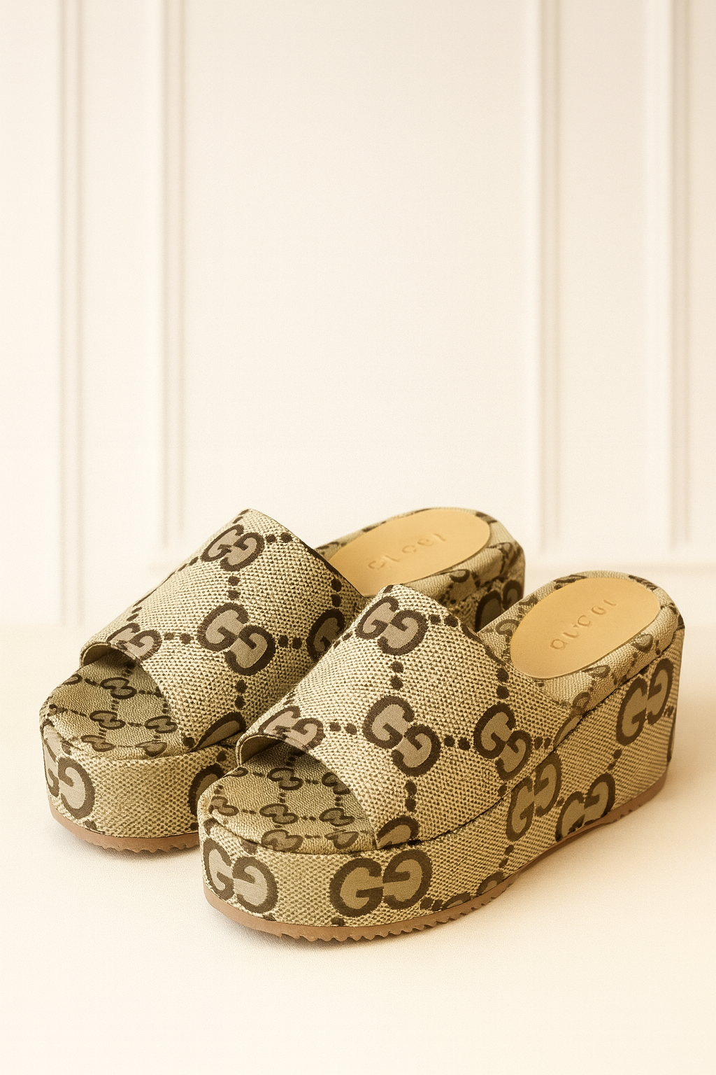 Gucci Platform GG Canvas Slide