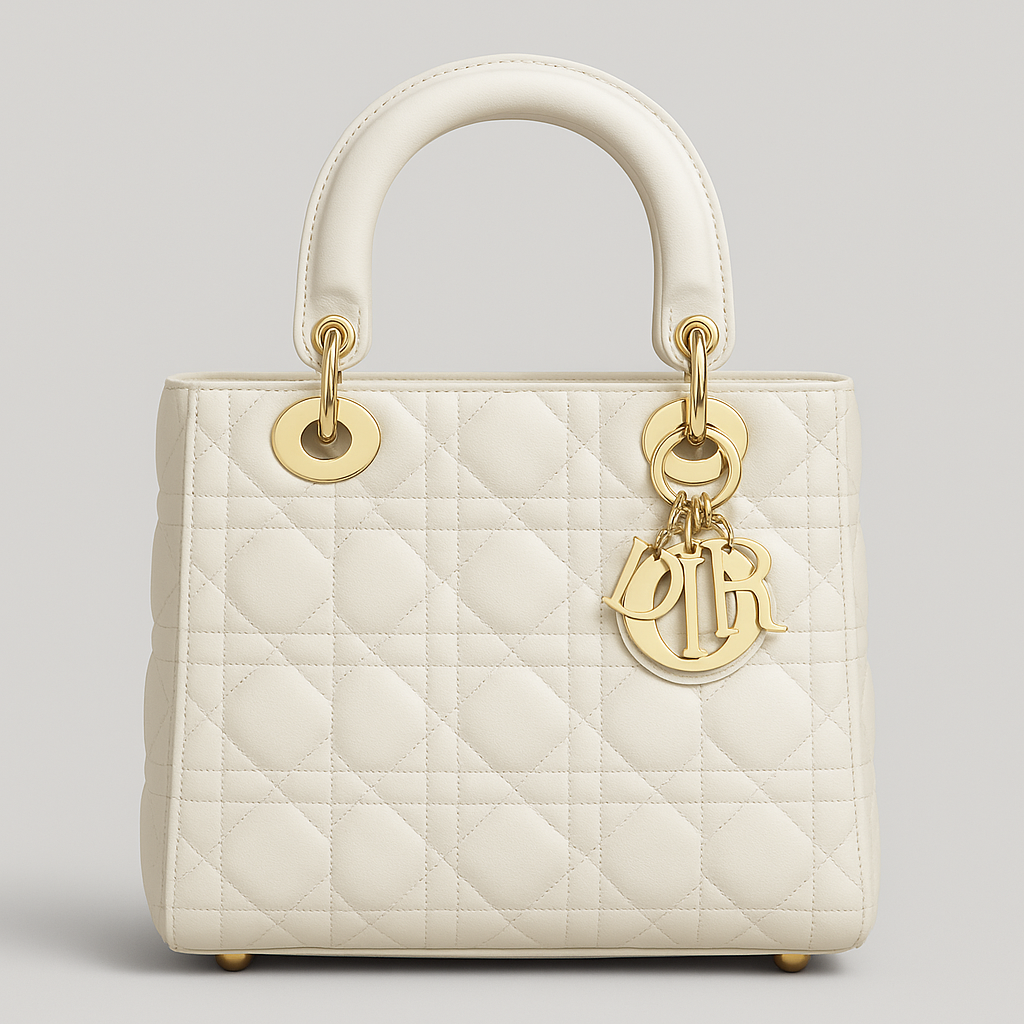 Lady Dior Medium – Quilted Cannage Leather Bag with Contrast Handle