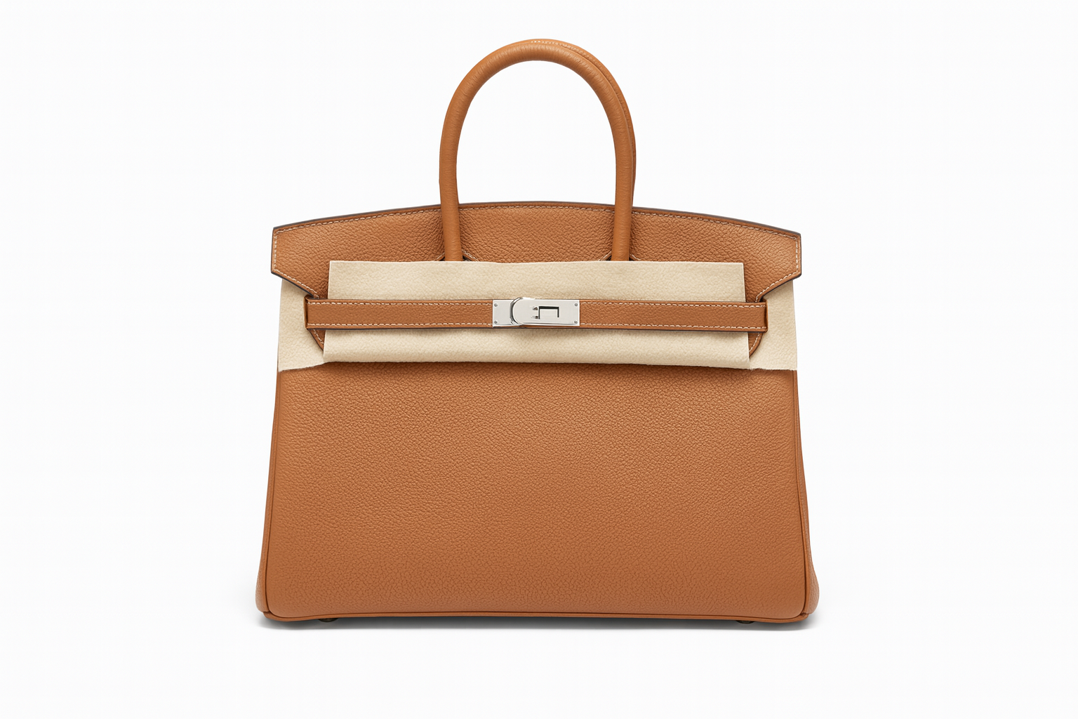 Structured Textured Leather Tote Bag with Contrast Stitching