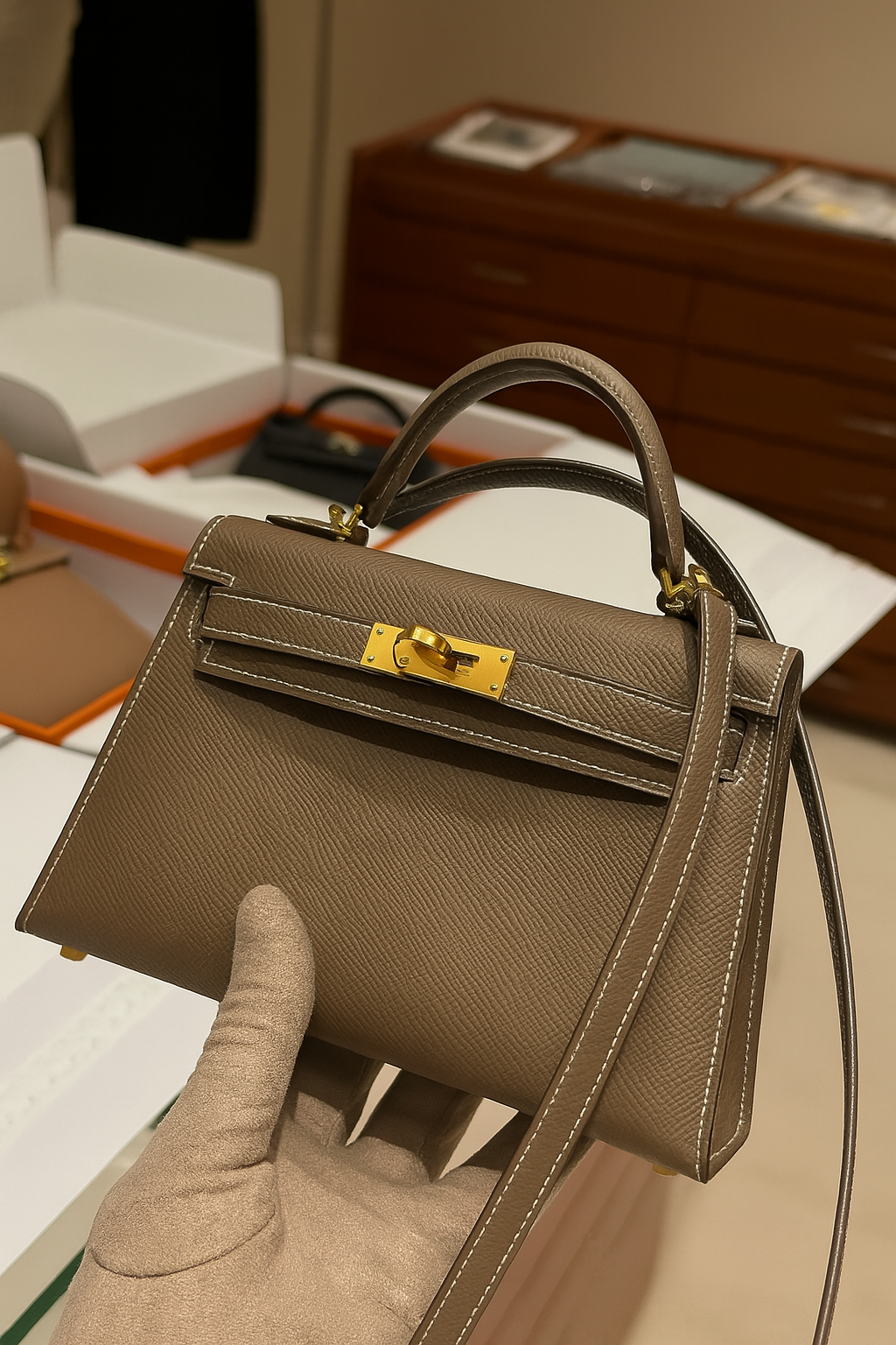 Mini Kelly Charm Bag – Sky Blue & Ivory