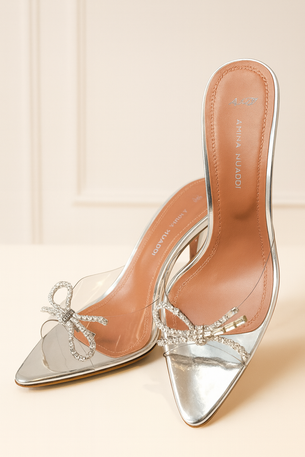 Amina Muaddi Crystal Bow Slingback Pump