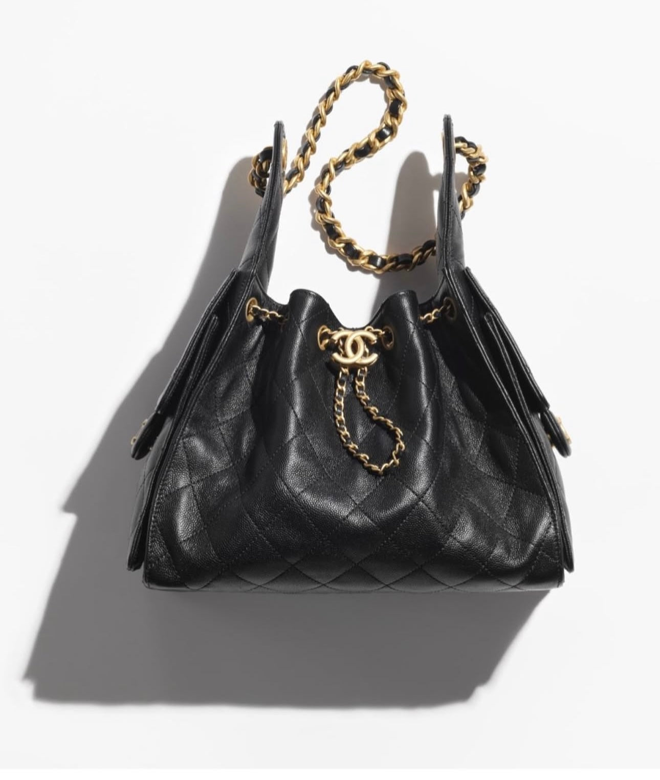 Chanel 25 - Grained Calfskin & Gold-Tone Metal  White