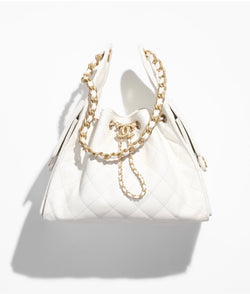 Chanel 25 - Grained Calfskin & Gold-Tone Metal  White