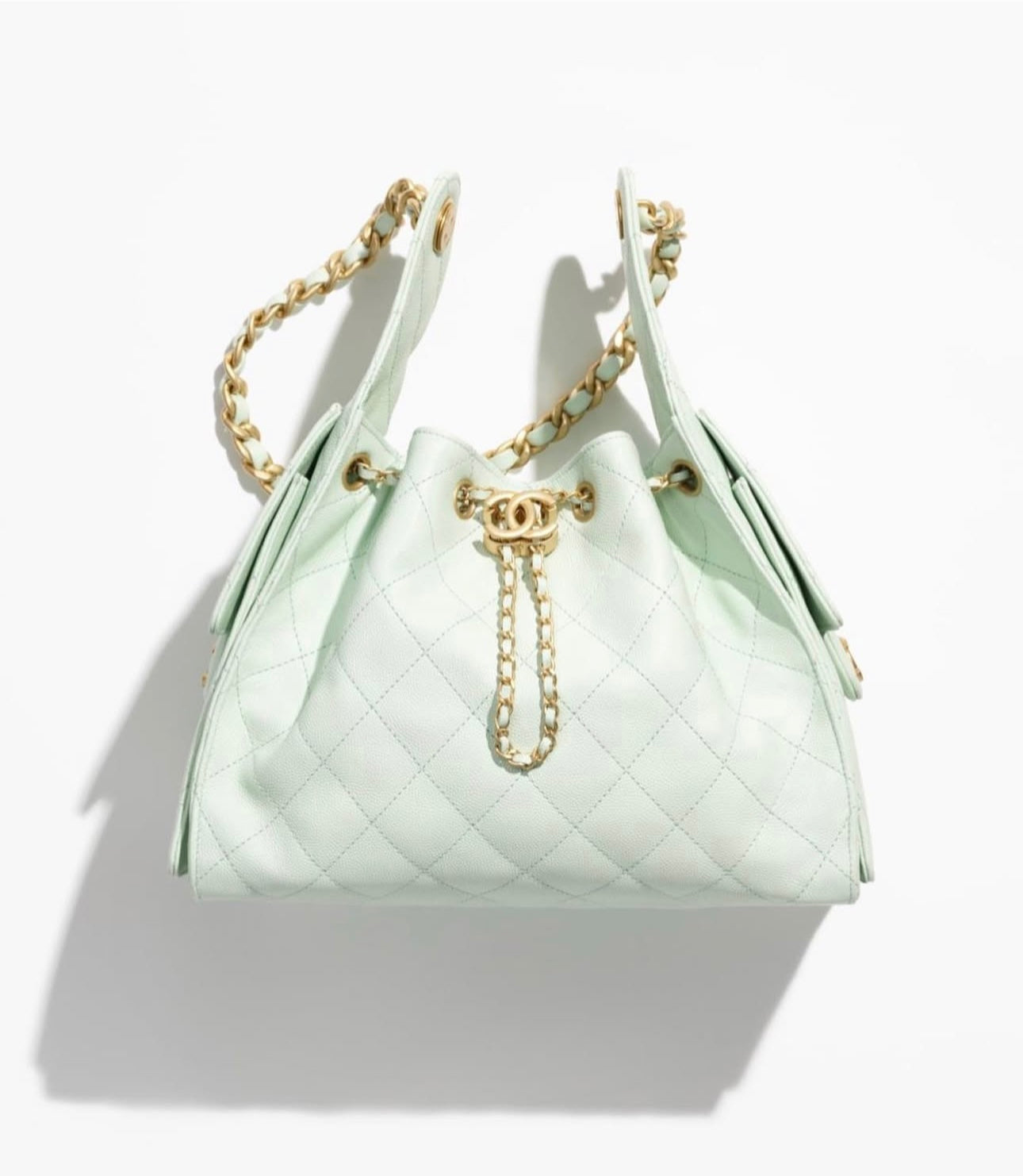 Chanel 25 - Grained Calfskin & Gold-Tone Metal  White