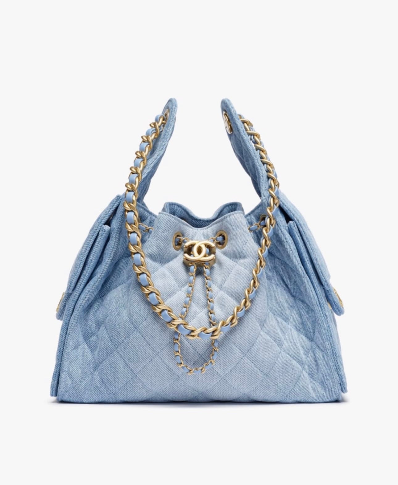 Chanel 25 - Grained Calfskin & Gold-Tone Metal  White