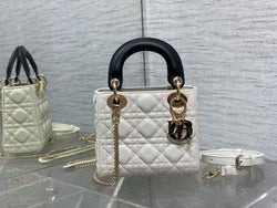 Lady Dior Medium – Quilted Cannage Leather Bag with Contrast Handle