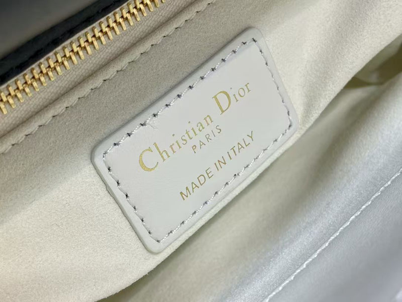 Lady Dior Medium – Quilted Cannage Leather Bag with Contrast Handle