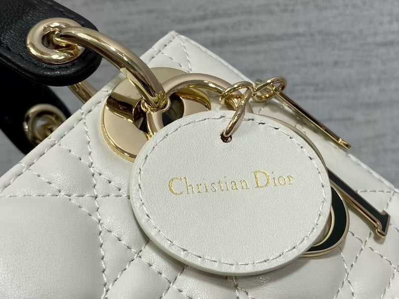 Lady Dior Medium – Quilted Cannage Leather Bag with Contrast Handle