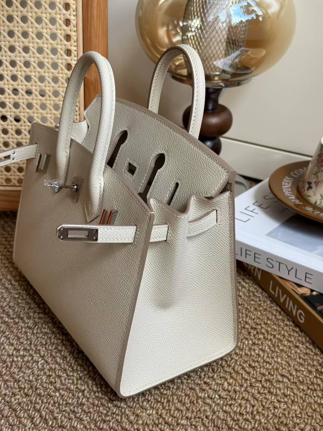 Luxury Structured Tote Bag – Epsom Leather with Palladium Hardware