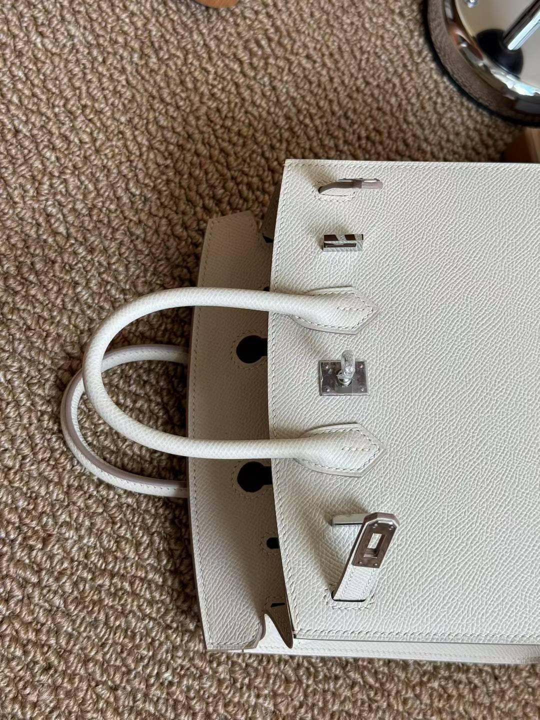 Luxury Structured Tote Bag – Epsom Leather with Palladium Hardware