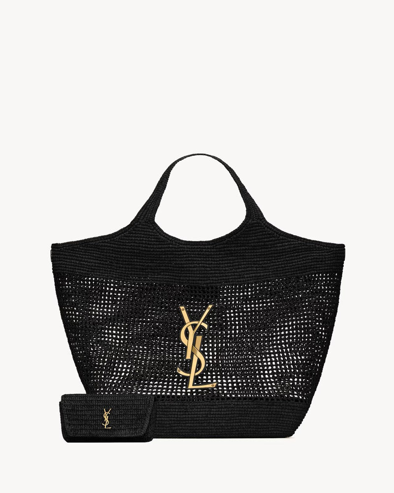 MAXI SHOPPING BAG MADE IN A HAND-EMBROIDERED NATURAL RAFFIA