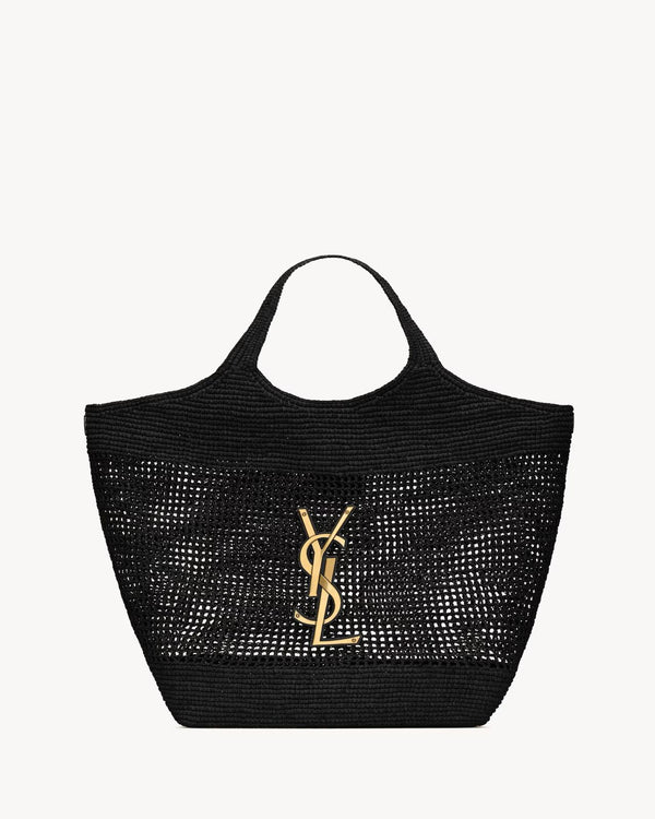 MAXI SHOPPING BAG MADE IN A HAND-EMBROIDERED NATURAL RAFFIA