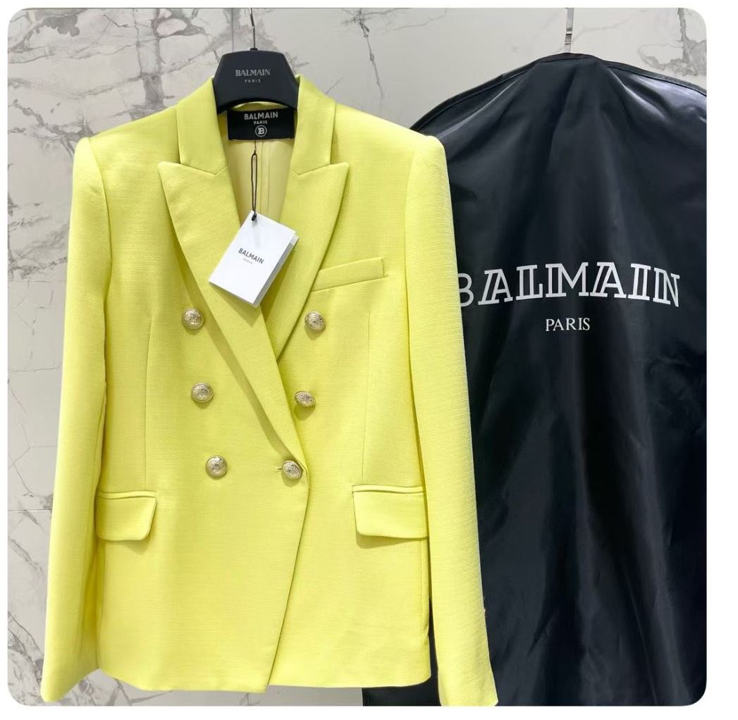Balmain Double-Breasted Blazer – Lemon Yellow