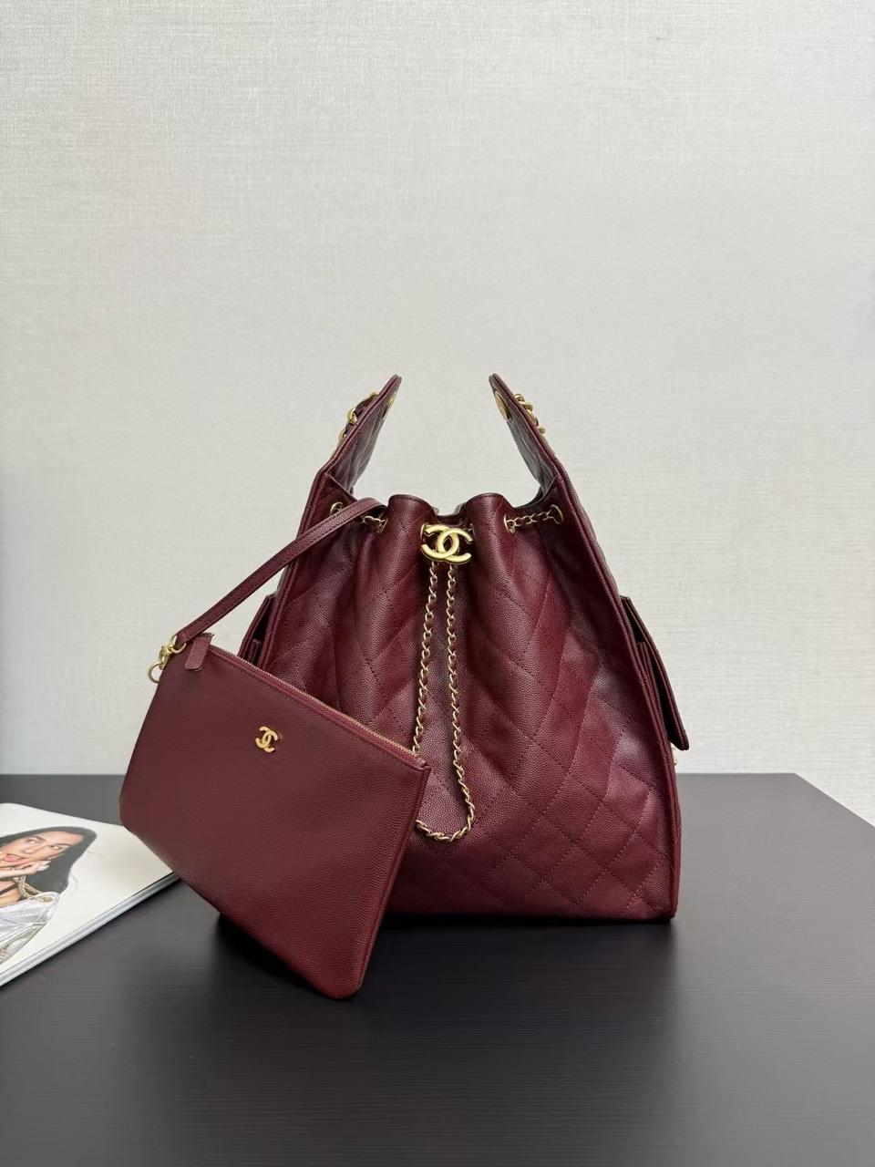 Chanel Quilted Bucket Bag – Burgundy Edition