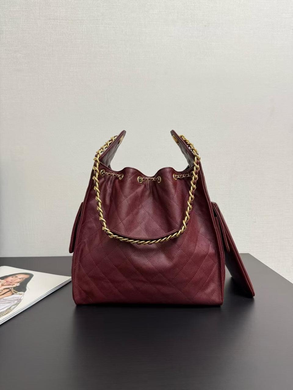 Chanel Quilted Bucket Bag – Burgundy Edition
